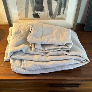 H&M 100% Linen Twin Light Gray Duvet Cover & Sham Set